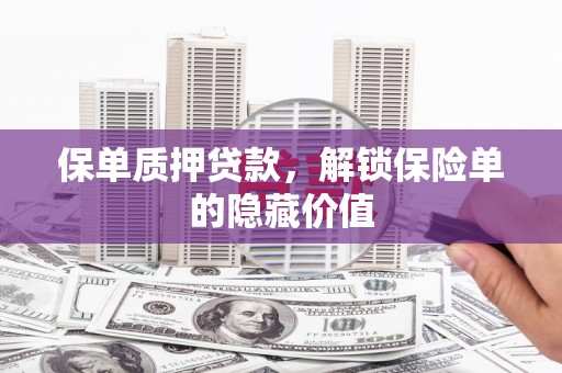 武胜保单质押贷款，解锁保险单的隐藏价值