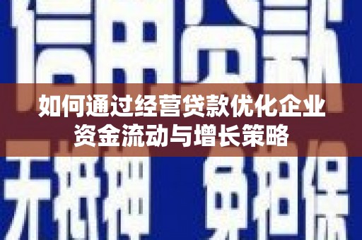 武胜如何通过经营贷款优化企业资金流动与增长策略
