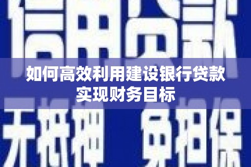 武胜如何高效利用建设银行贷款实现财务目标