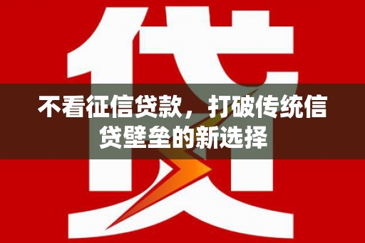 武胜不看征信贷款，打破传统信贷壁垒的新选择