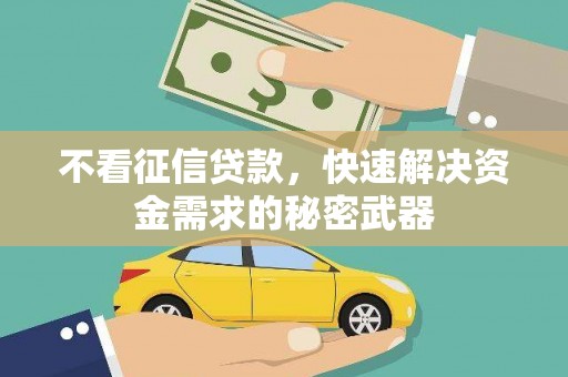 武胜不看征信贷款，快速解决资金需求的秘密武器