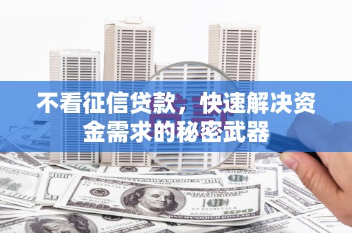 武胜不看征信贷款，快速解决资金需求的秘密武器