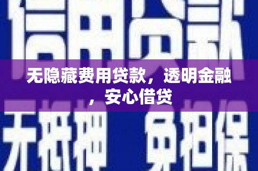 武胜无隐藏费用贷款，透明金融，安心借贷